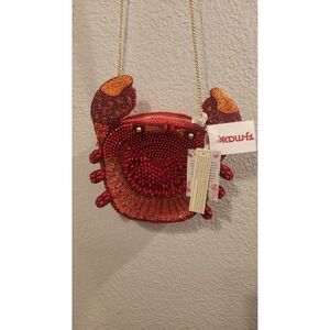 Viral New Beaded Crab Crossbody Bag Red Orange Novelty Coastal Beach Purse